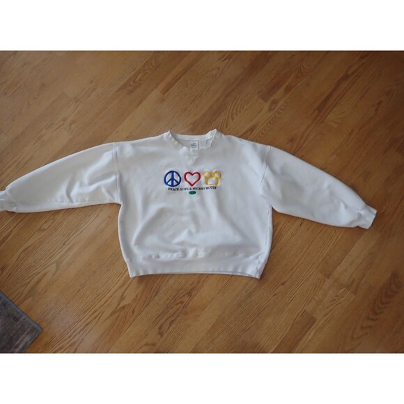 Disney Peace Love & Mickey Mouse Sz XL Unity White Logo Rainbow L/S Sweatshirt - Picture 4 of 7